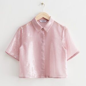 & Other Stories sequin shirt in pink